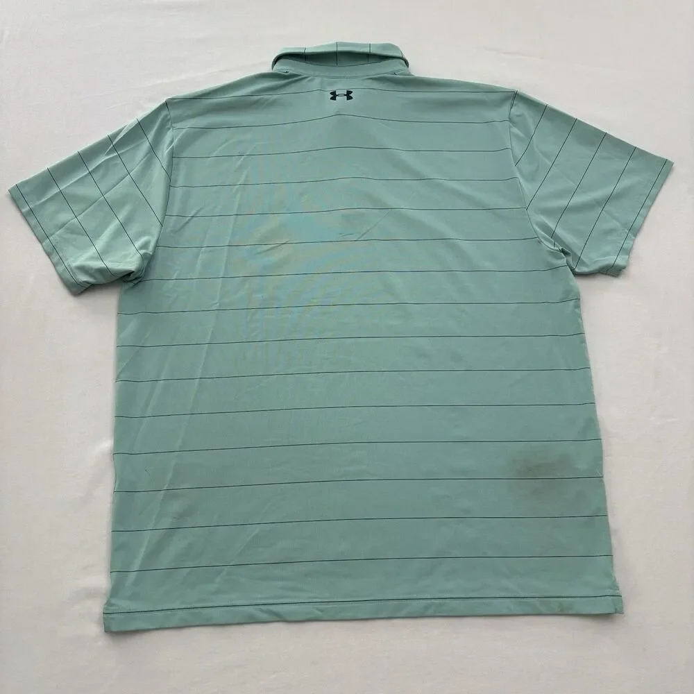 Under Armour Polo Shirt Mens 2XL The Playoff Polo Teal Striped Loose fit Golf